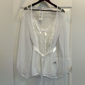 Oh La La Cheri Soft Cup Baby-doll w/lace detail & G-string & Robe NWT! L/XL & XL